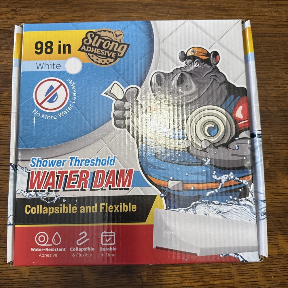 98 Inch Collapsible Shower Threshold Water Dam Barrier White Water‎ Blocker
